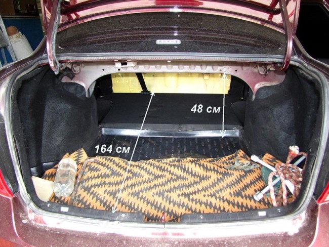 Габариты багажника Лада Гранта Седан с опущенными задними сидениями