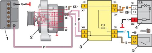 shema podk GEN2 500x175 - Диодный мост ваз 2114 признаки неисправности