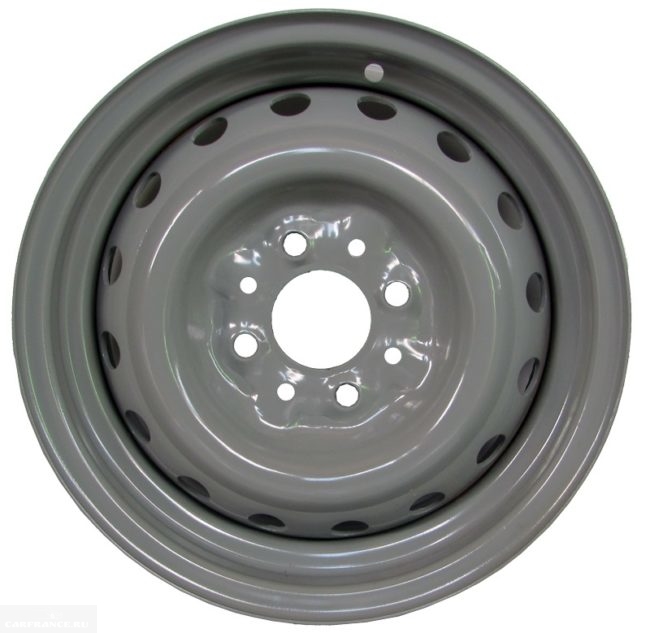 Диск колесный штампованный серого цвета для ВАЗ-2110, расстояние между болтами - 98 мм
