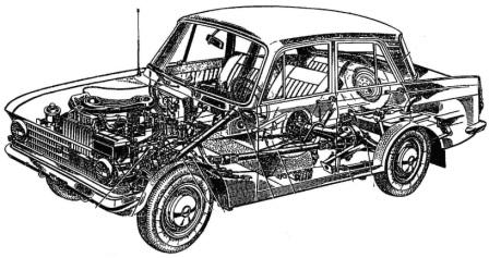 схема Москвич-408 компоновка