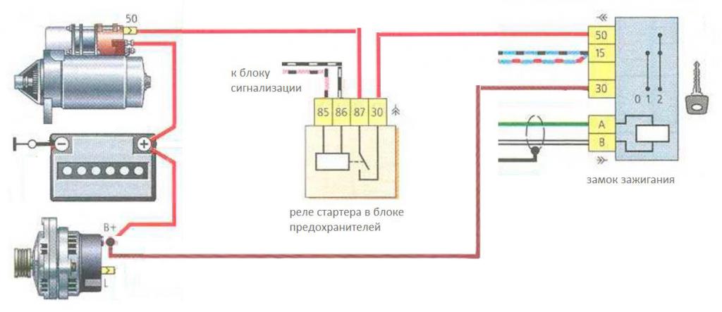 схема замка зажигания