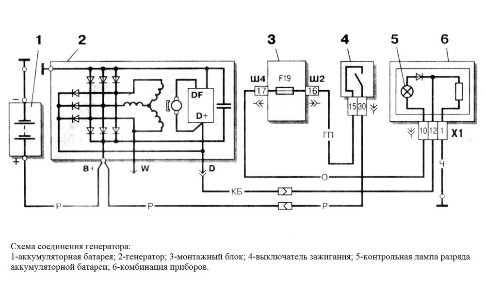 Схема подключения генератора ВАЗ 2110