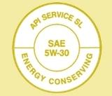 Знак API и SAE на моторных маслах в виде двух кругов, в центральном надпись SAE 5W-30, а между первым и вторым кругом надпись: API service SL