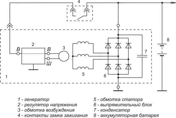 Схема включения регулятора напряжения Я112А1